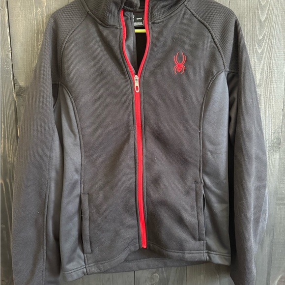 Spyder Kids' Charcoal and Crimson Jacket - Picture 1 of 3